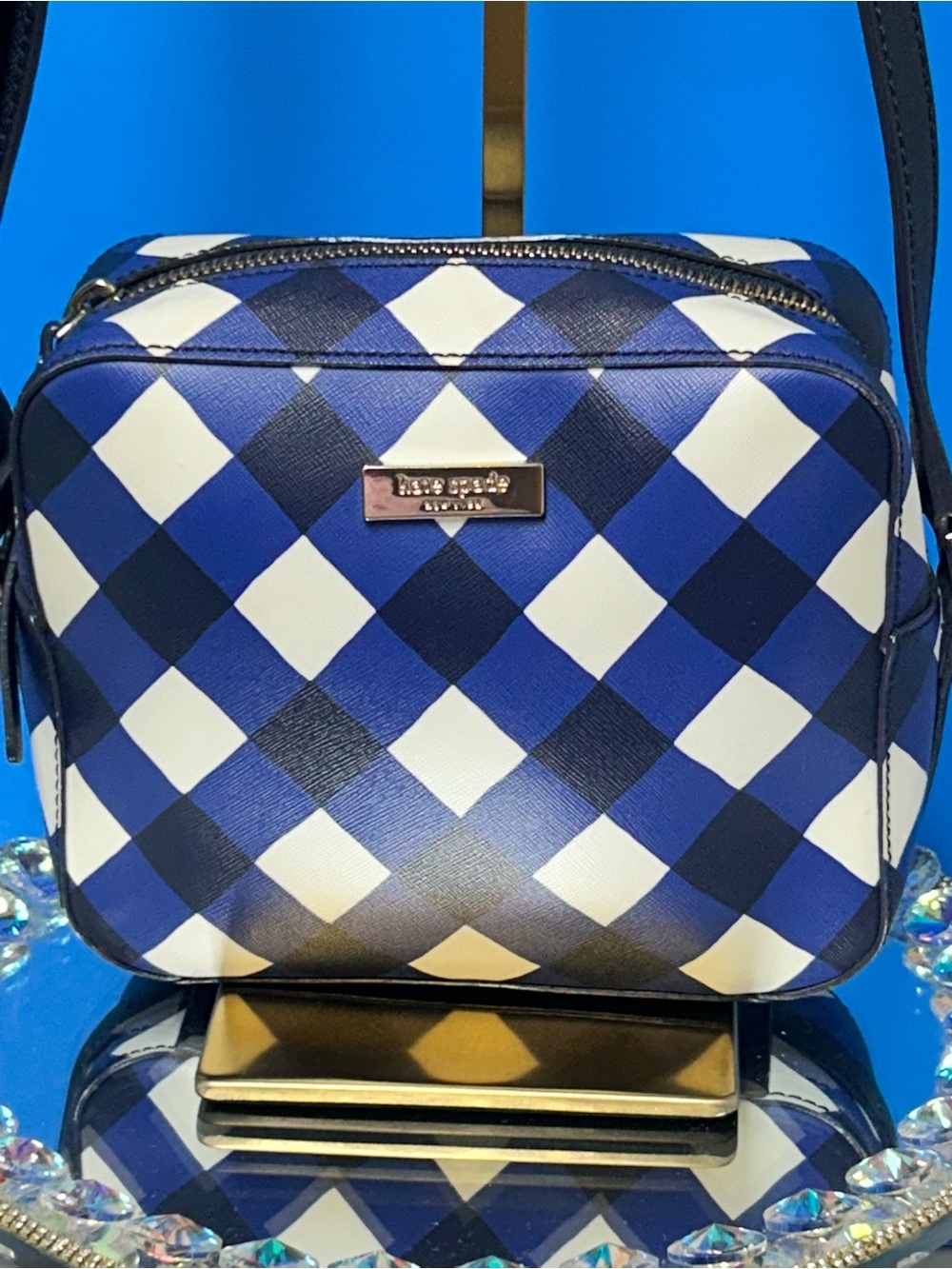kate spade Newberry Lane Navy & White Crossbody Bag Approx. 8 x 6.5 x 3